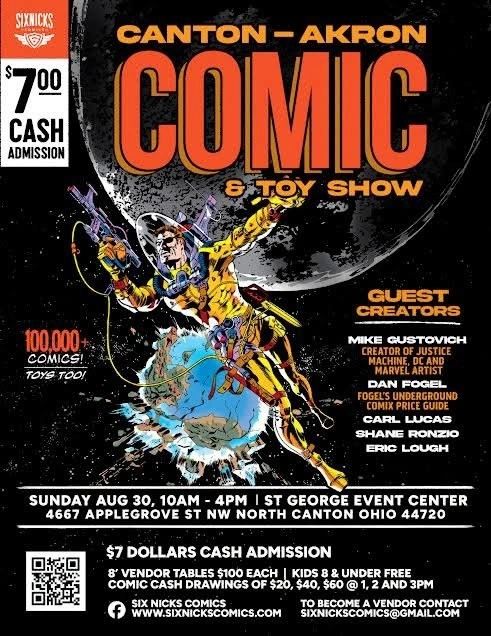 Poster for Canton-Akron Comic & Toy Show with $7 admission.