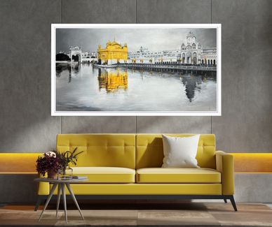 Acrylic Painting on canvas of Golden temple in 48x24 inch
