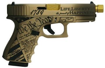 Glock 19 Gen 3 9mm with custom laser engraving and cerakote, constitution model w/ threaded barrel