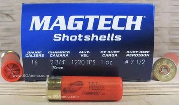 Magtech Shotshell, 16 Ga., 2-3/4, #7.5 Shot, 1 Oz Load