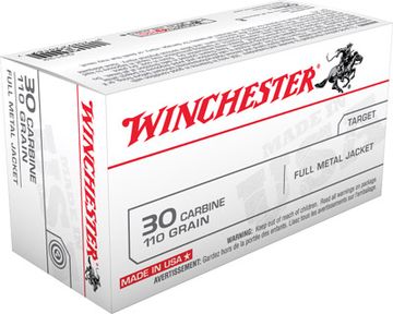 Winchester Ammo Q3132 USA 30 Carbine Full Metal Case 110 Gr 50 Box