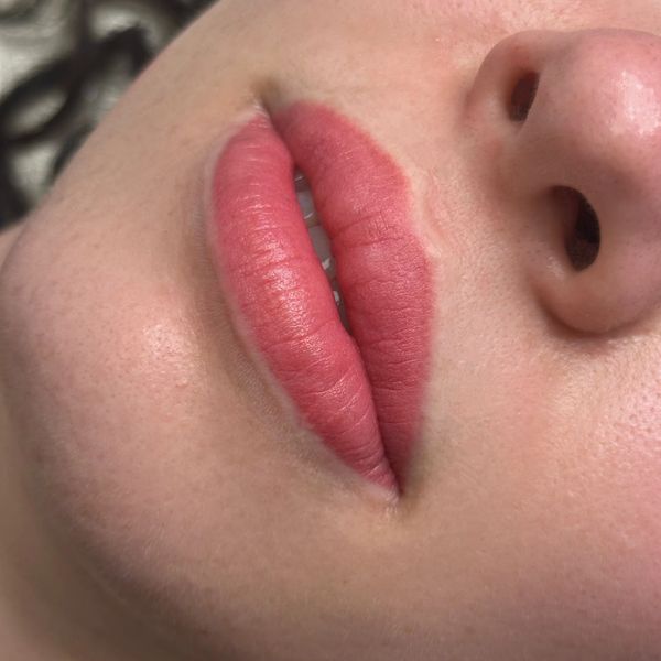 Close-up of lips and nose.