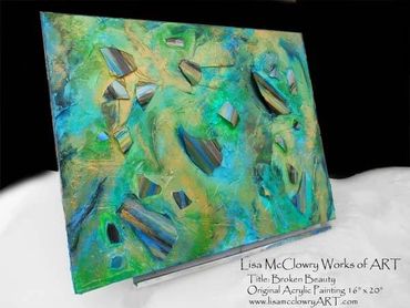 Broken Beauty - Lisa McClowry.  Multimedia painting.