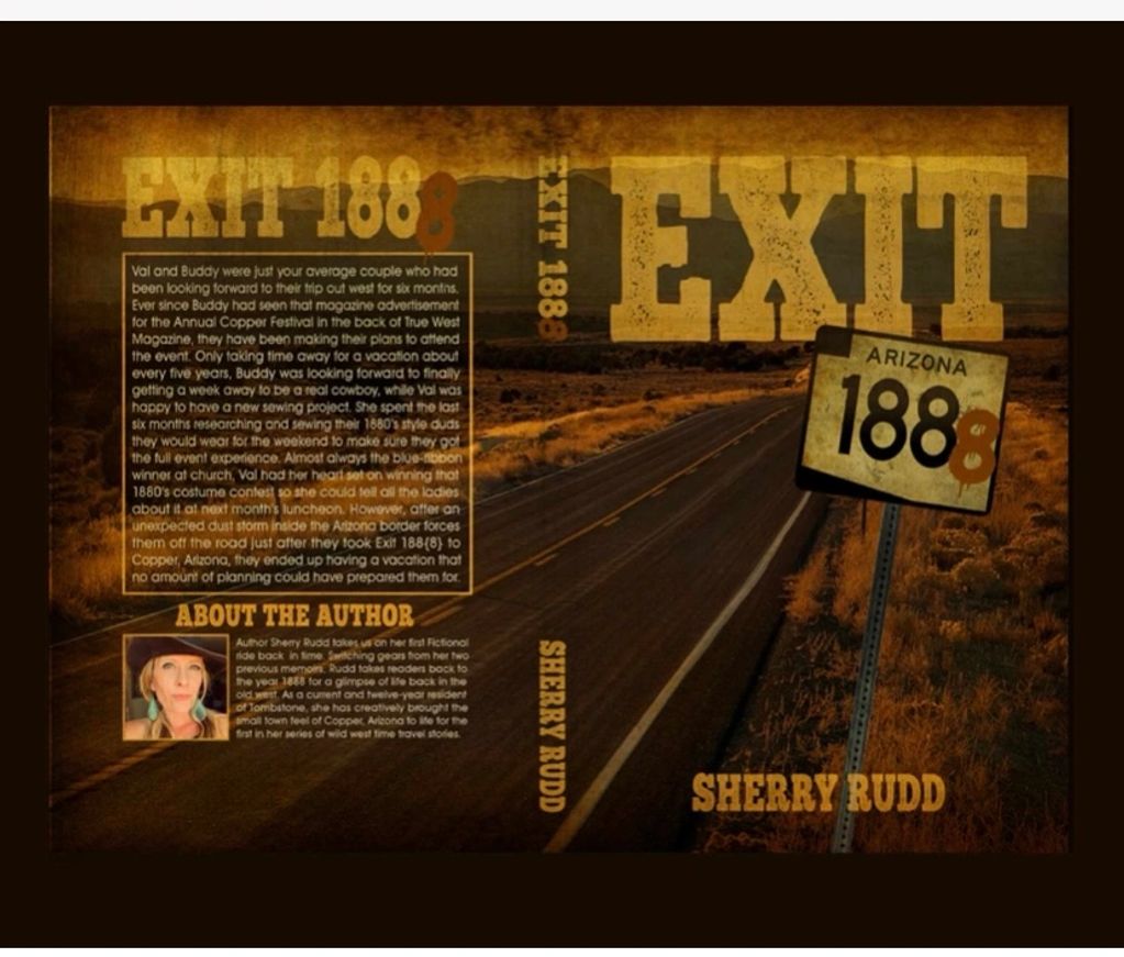 Book cover titled EXIT 1888 by Sherry Rudd.