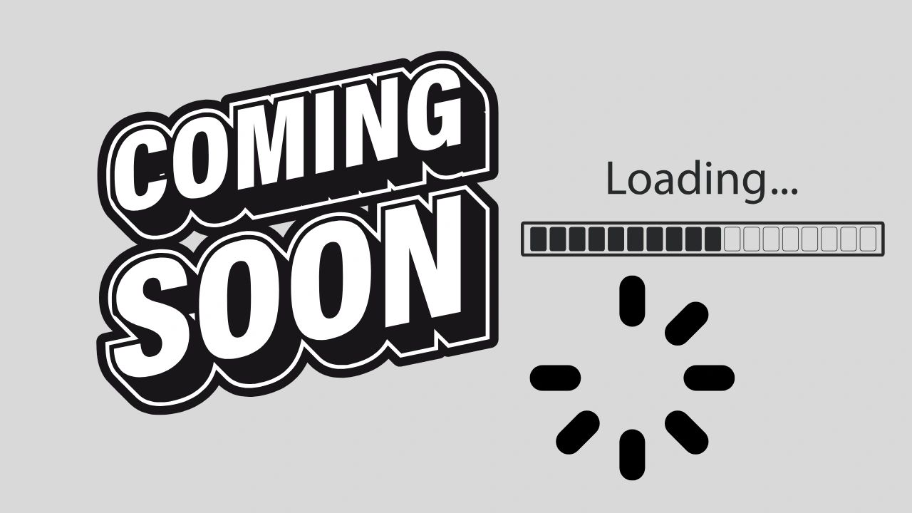 Coming soon with loading bar and spinner.