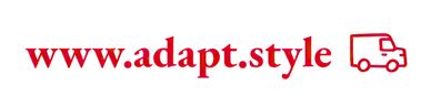 Red text showing the URL www.adapt.style with a small red delivery truck icon.