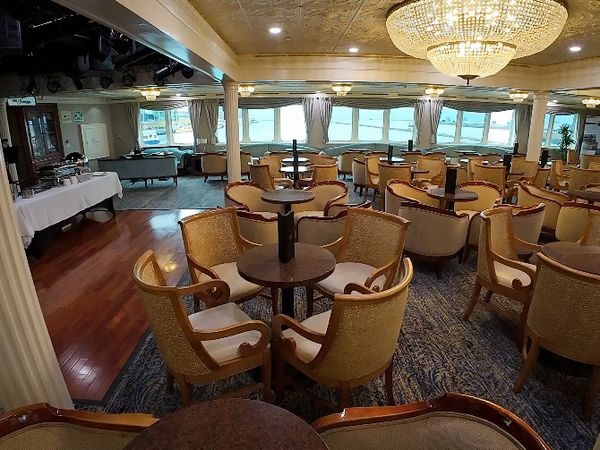 Cocktail-style seating.