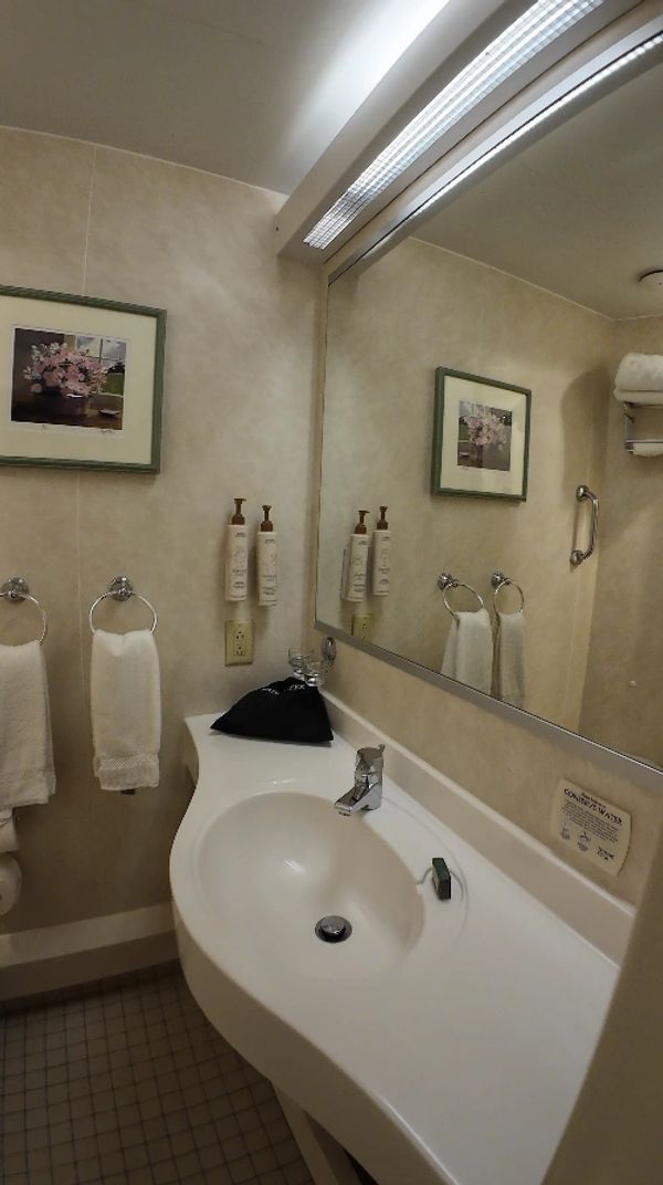 Notice the ample counter space for your toiletries.