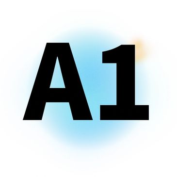 Bold black text 'A1' with a blue and orange gradient background.