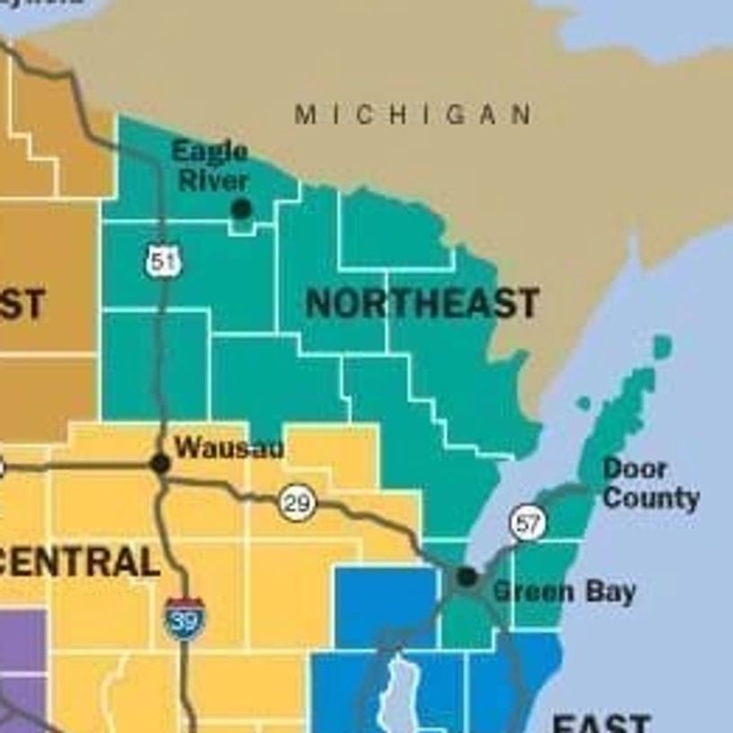 Map of Wisconsin Santas Northeast Region