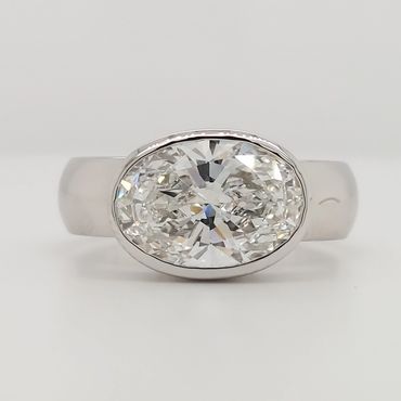 labe grown diamond oval east to west bezel set custom ring