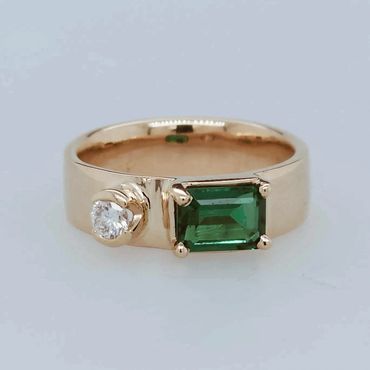 emerald 2 stone remake 14k yellow gold