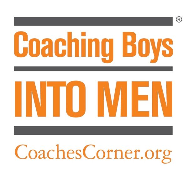 Logo with text Coaching Boys Into Men and CoachesCorner.org.