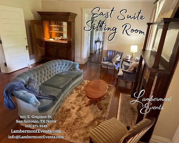 Private Sitting Suite at Lambermont, a Wedding Venue with overnight guest rooms in San Antonio, TX.