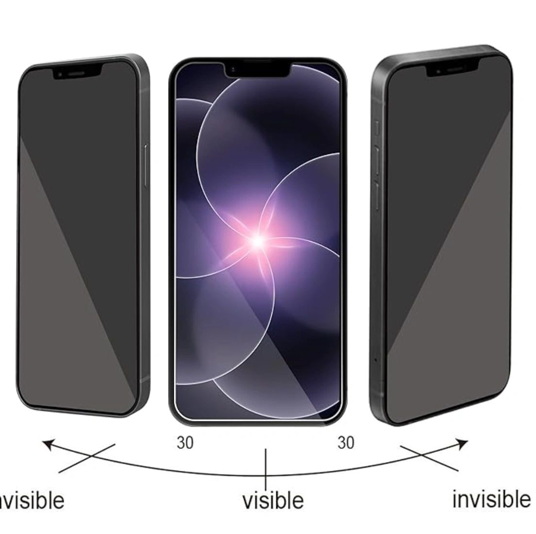 Diagram showing visibility angles of a smartphone.