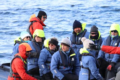 Antarctic expedition in zodiac