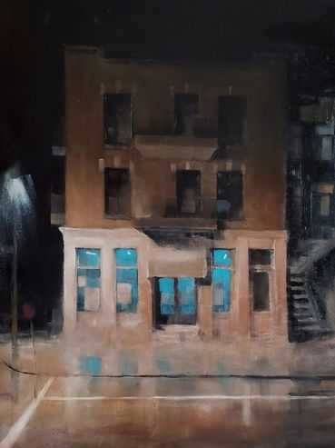 Tableau urbain de Guillaume Menuel, la belle galerie Vieux Port de Québec