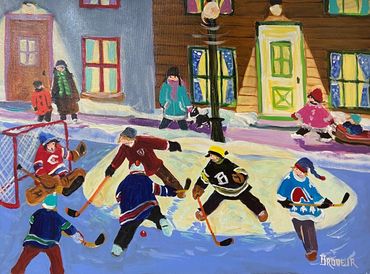 Tableau souvenirs d'enfance de Richard Brodeur, la belle galerie vieux port de Québec