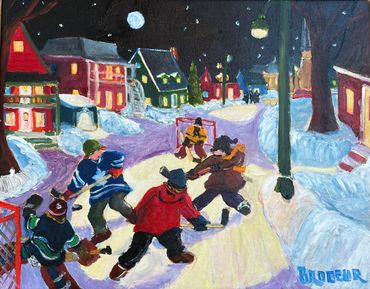 Tableau souvenirs d'enfance de Richard Brodeur, la belle galerie vieux port de Québec