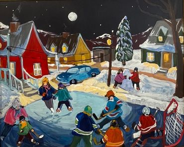 Tableau souvenirs d'enfance de Richard Brodeur, la belle galerie vieux port de Québec