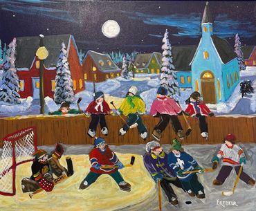 Tableau souvenirs d'enfance de Richard Brodeur, la belle galerie vieux port de Québec