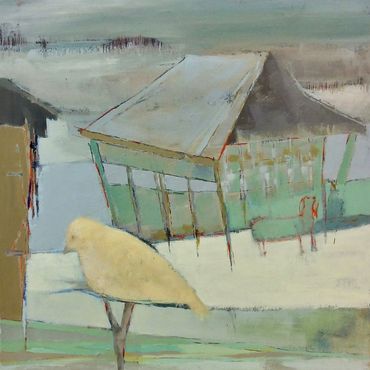 Tableau de l'artiste Pierrette Comeau, la belle galerie art, vieux port de Québec