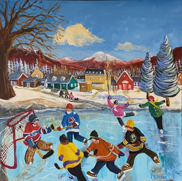 Tableau souvenirs d'enfance de Richard Brodeur, la belle galerie vieux port de Québec