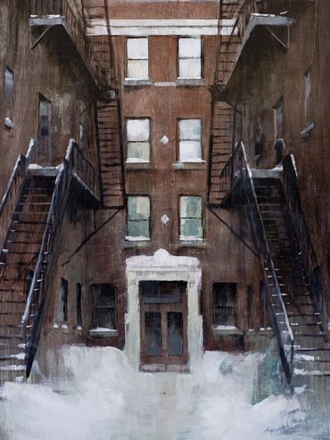 Tableau urbain de Guillaume Menuel, la belle galerie Vieux Port de Québec