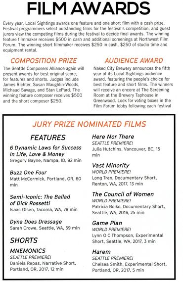The Council of Women, nominated for Best Short Film at Northwest Film Forum, Local Sightings.
