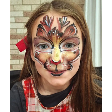 Superbe maquillage au visage rene au nez rouge pour fêtes de Noël au IGA par Hugo Lemay Animation