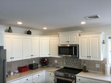 Cabinet top crown moulding installed.