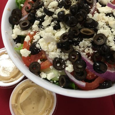 Our Greek Salad including our famous house dressing