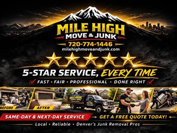 Mile High Move & Junk offers 5-star junk removal service in Denver with fast, professional same-day and next-day options.
