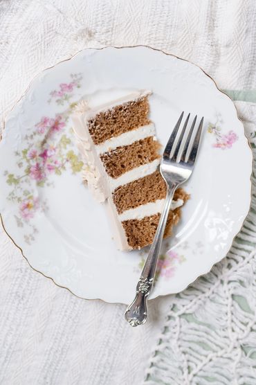 vintage dessert plate with a slice of cake