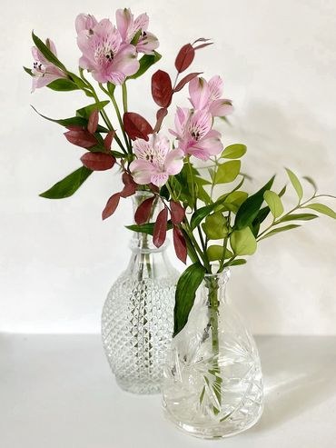 Crystal decanters make the perfect vase for a DIY floral bouquet