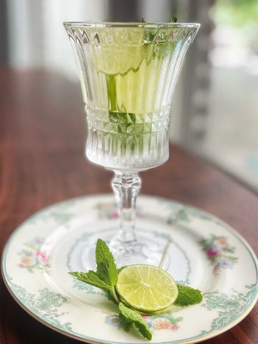Cocktail in a vintage crystal goblet