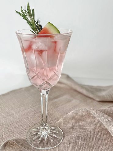 Cocktail in a vintage crystal goblet