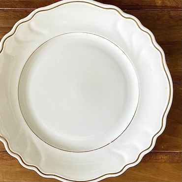Vintage white and gold dinner plate