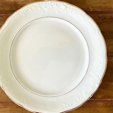 Vintage white and gold dinner plate
