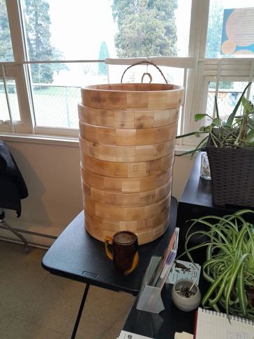 A stack of drums await completion.