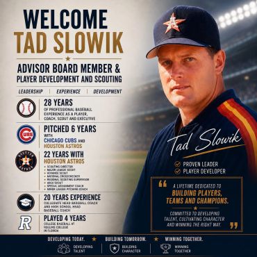 Welcome Tad Slowik as Advisor Board Member and Player Development.