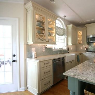 Custom Kitchen Cabinets with custom glass mullion cabinet doors