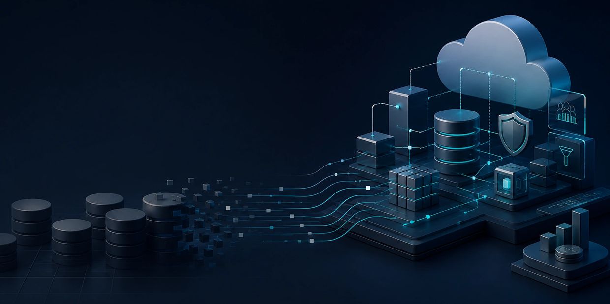 Secure AWS data modernization architecture connecting legacy databases to governed cloud platforms