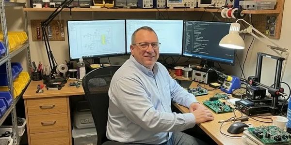 Scott Snair at his office as a production manager in Spotswood, New Jersey.