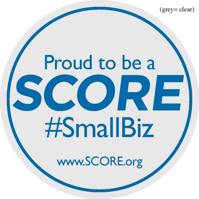 "Proud to be a SCORE #SmallBiz" sticker