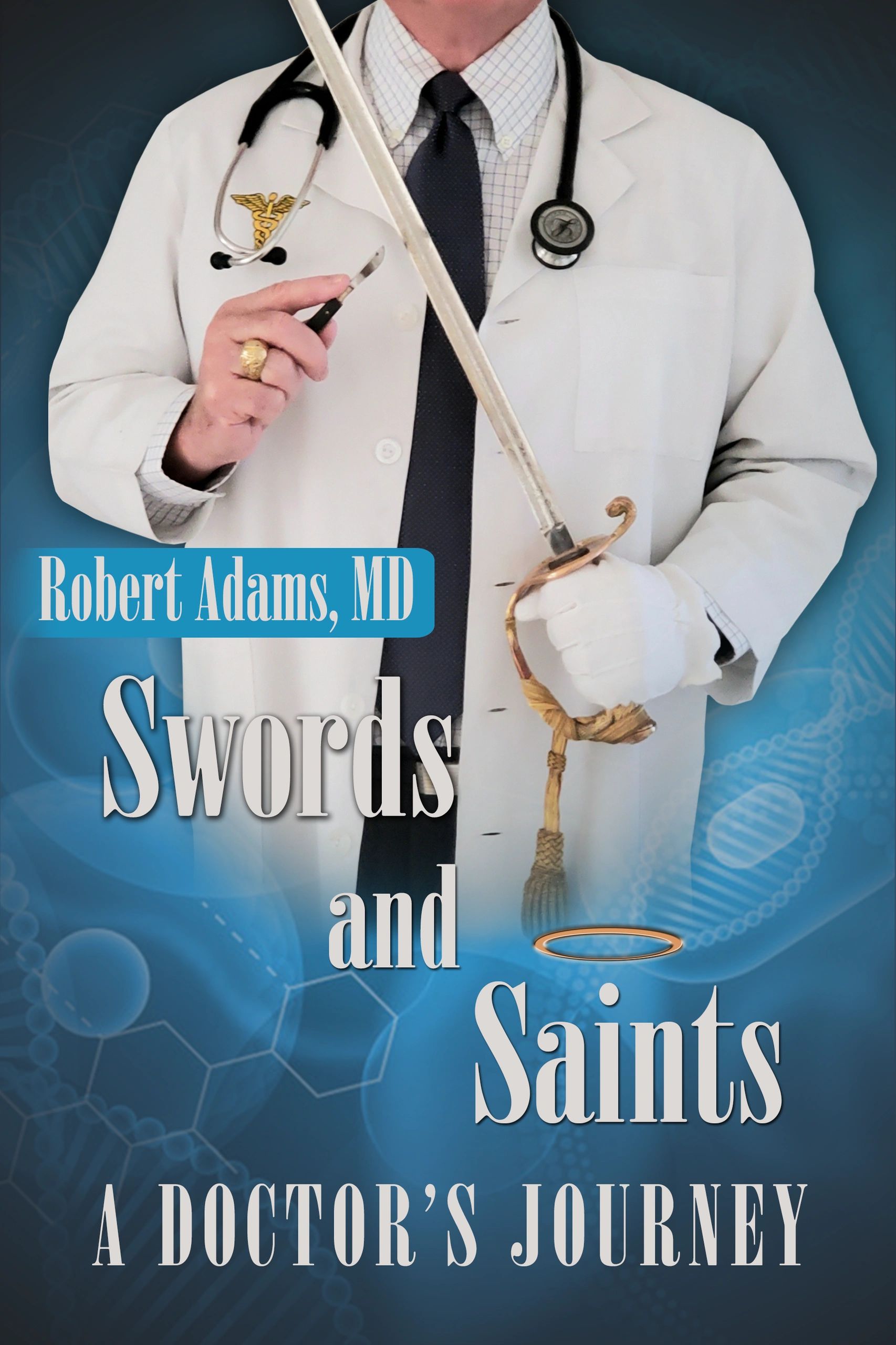 Real life stories, scalpel for surgery, sword for military service, stethoscope for doctor's life.