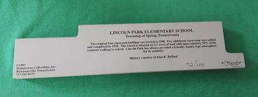 Lincoln Park Elementary School
Hometown Collectible wooden flat - Reverse