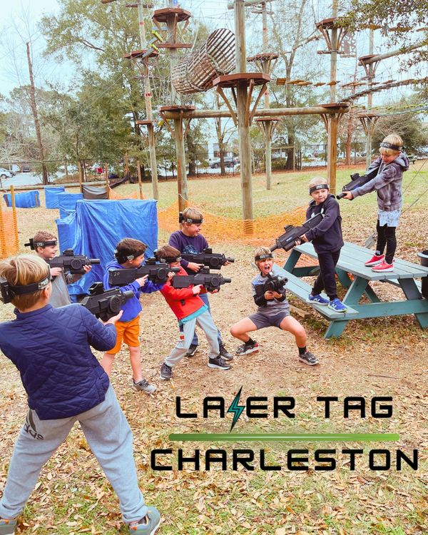 Laser Tag Party with friends in Charleston South Carolina. Located at Wild Blue Ropes.