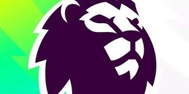 Premier League lion logo in purple.