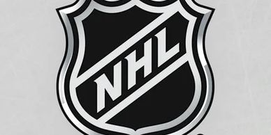 NHL logo on a gray background.